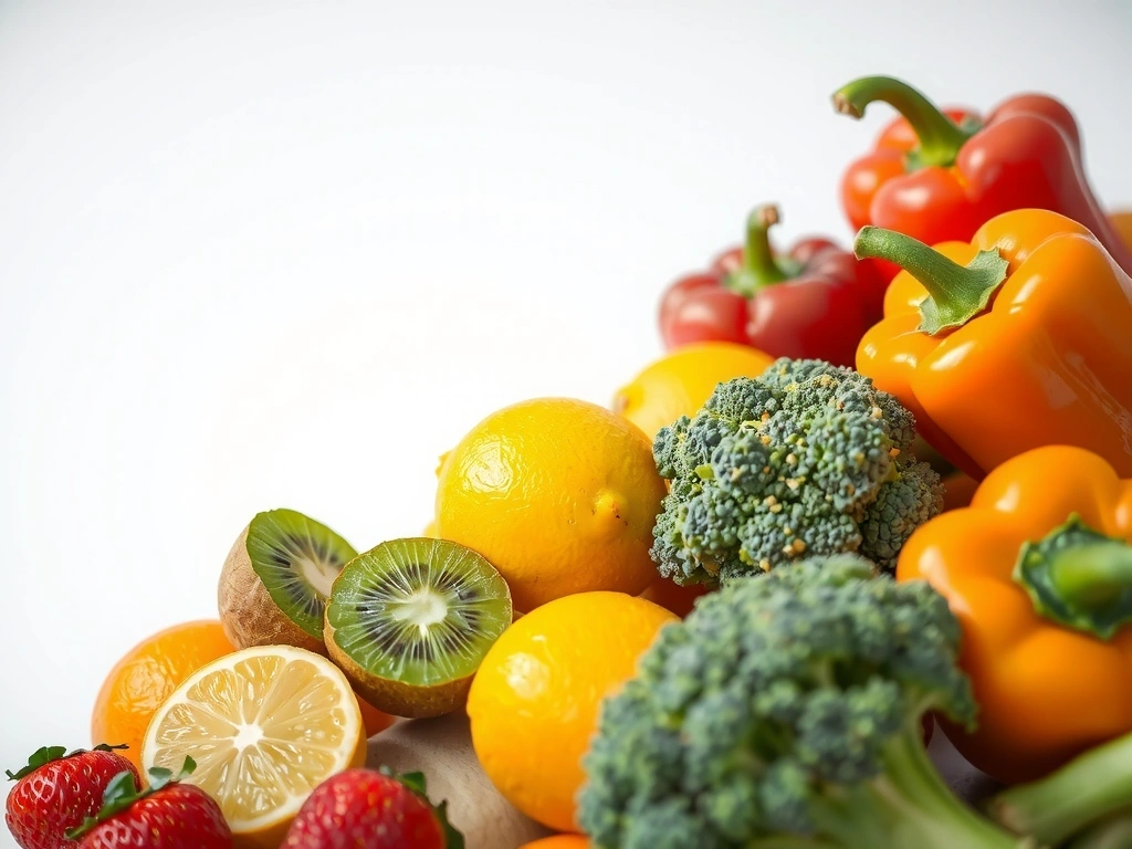 Cítricos y bayas que representan la Vitamina C