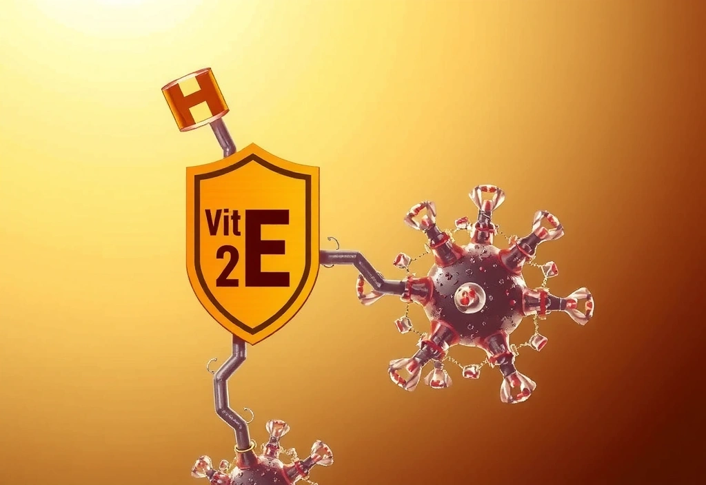 Vitamina E molecular structure protecting cells